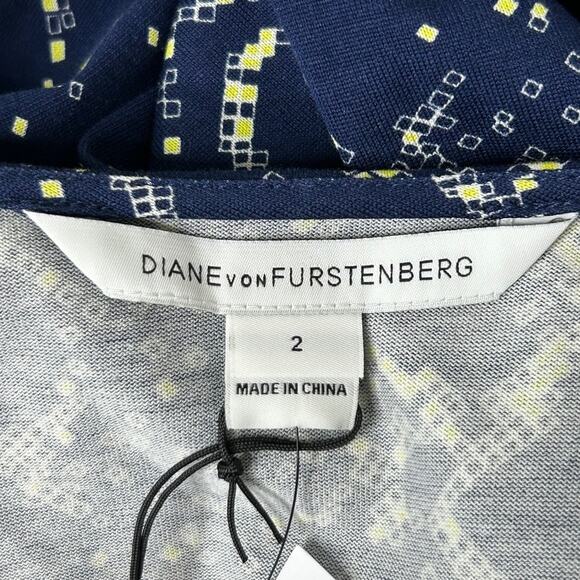 Diane von Furstenberg Sigourney Wrap Dress Snake Check Midnight Blue SZ 2 NWT - Picture 6 of 14